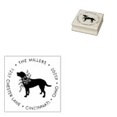 Floral Dog Silhouet Ronde retour adres stempel (Gestempeld)