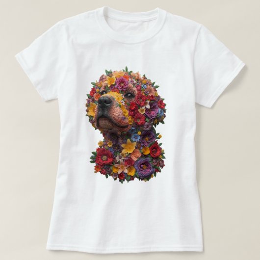 Floral Dog T-Shirt | Cute Flower Puppy Design (Design voorkant)