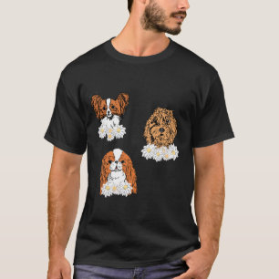 Floral Dogs Papillon Engelse hond Spaniel Goldendo T-shirt