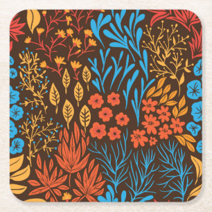Floral doles donker kartonnen onderzetters