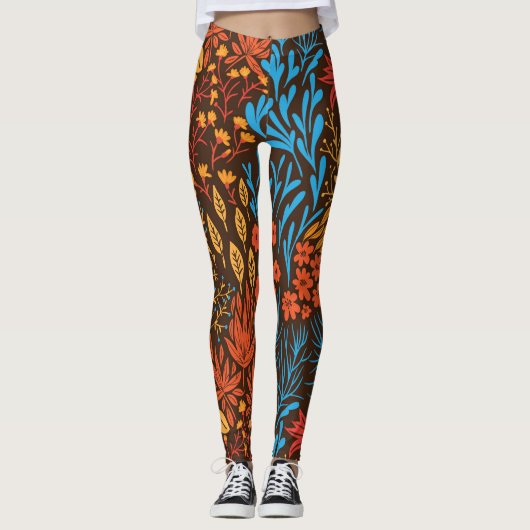 Floral doles donker leggings (Voorkant)