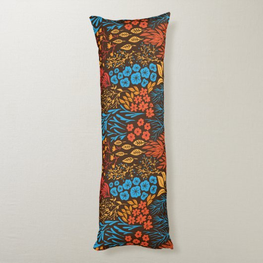 Floral doles donker lichaamskussen (Achterkant (Verticaal))