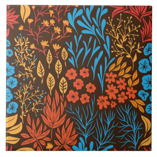 Floral doles donker tegeltje (Voorkant)