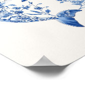 Floral Dolphin – Coastal Blue op Beige Wall Art Poster (Hoek)