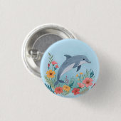 Floral Dolphin Ronde Button 3,2 Cm (Voorkant /achterkant)