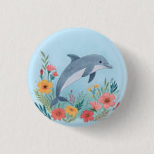 Floral Dolphin Ronde Button 3,2 Cm (Voorkant)