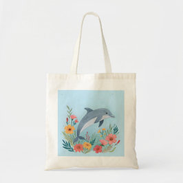 Floral Dolphin Tote Bag
