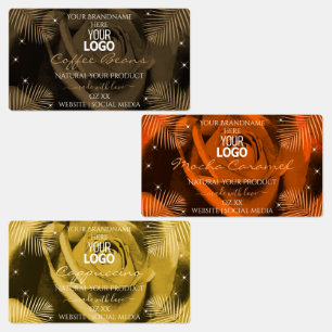 Floral donkerbruin Oranje gele productlabel Logo Labels