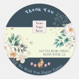Floral donkergroen met Logo multi-purpose dank Ronde Sticker