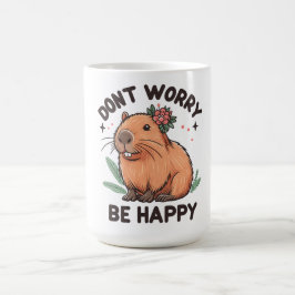 Floral Dont Worry Wees blij Capy, florale capybara Koffiemok