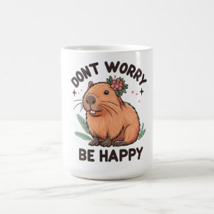 Floral Dont Worry Wees blij Capy, florale capybara Koffiemok