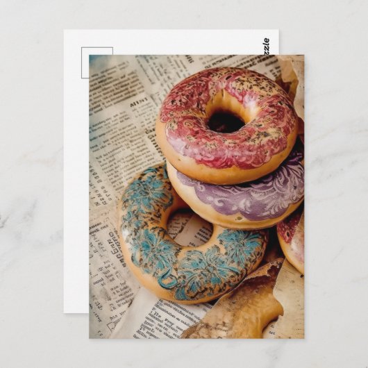 Floral Donut Briefkaart (Voorkant / Achterkant)