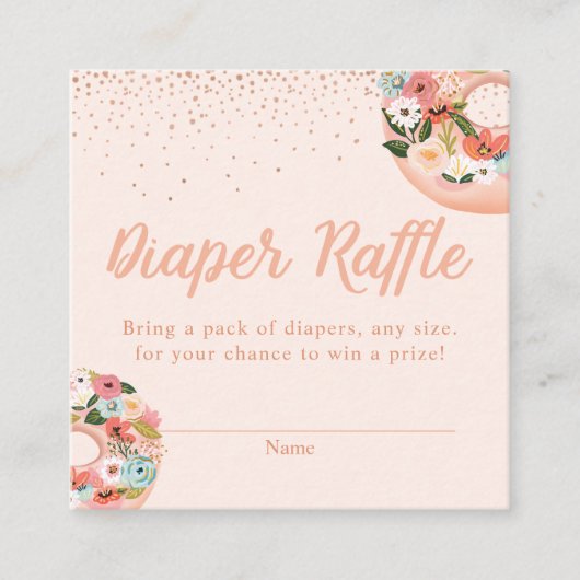 Floral Donuts Baby shower Diapers Raffle Enclosure Informatiekaartje (Voorkant)