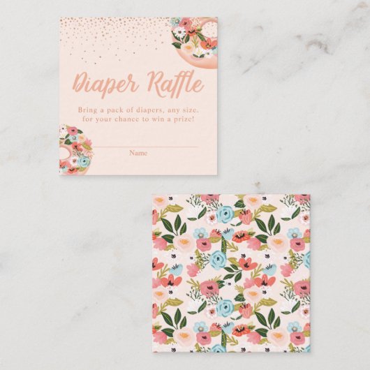 Floral Donuts Baby shower Diapers Raffle Enclosure Informatiekaartje (Voorkant / Achterkant)