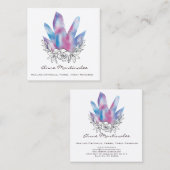 Floral Doodle Crystals Square Visitekaartje (Voorkant / Achterkant)