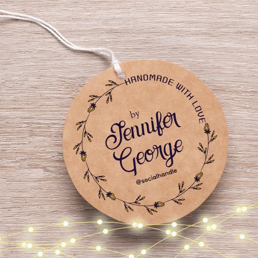 Floral Doodle Handgemaakt met liefde Rubberstempel