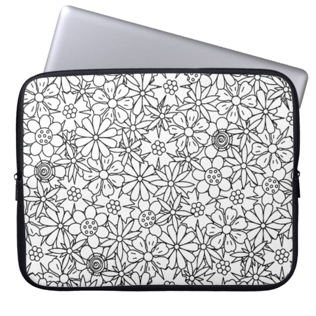 Floral Doodle Laptop Sleeve (Voorkant)