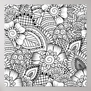 Floral Doodle Pattern 2 Poster