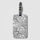Floral Doodle Pattern Bagagelabel (Voorkant (verticaal))