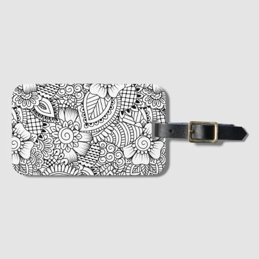 Floral Doodle Pattern Bagagelabel (Voorkant (horizontaal))