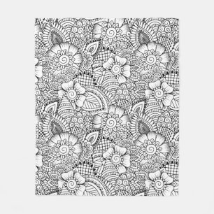 Floral Doodle Pattern Fleece Deken