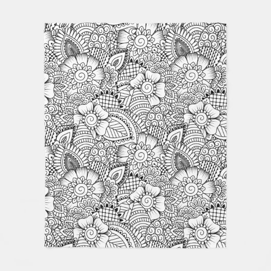 Floral Doodle Pattern Fleece Deken (Voorkant)