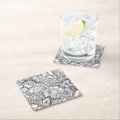 Floral Doodle Pattern Kartonnen Onderzetters (Insitu)