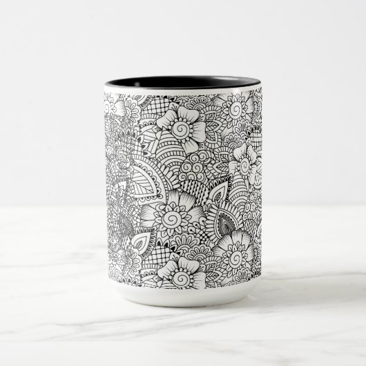Floral Doodle Pattern Mok (Midden)