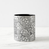 Floral Doodle Pattern Tweekleurige Koffiemok (Center)