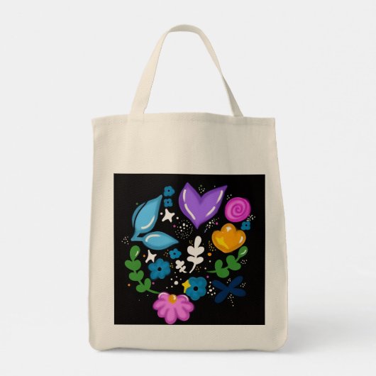 Floral doodle tote bag (Achterkant)