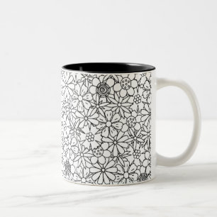 Floral Doodle Tweekleurige Koffiemok