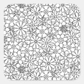 Floral Doodle Vierkante Sticker (Voorkant)
