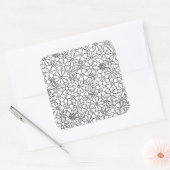 Floral Doodle Vierkante Sticker (Envelop)