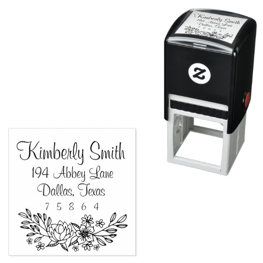 Floral Doodles Adresstempel Zelfinktende Stempel (In situ)