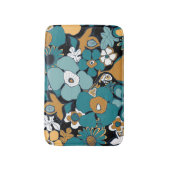 Floral Doodles Aqua Teal Mustard Black White Badmat (Voorkant Verticaal)