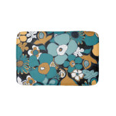 Floral Doodles Aqua Teal Mustard Black White Badmat (Voorkant)