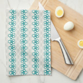 Floral Doodles in Turquoise en Gray Pattern Theedoek (Quarter Fold)