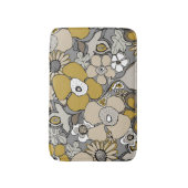 Floral Doodles Mustard Beige Taupe Grey Black Badmat (Voorkant Verticaal)