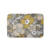 Floral Doodles Mustard Beige Taupe Grey Black Badmat (Voorkant)