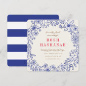 Floral Doodles Rosh Hashanah Uitnodiging (Voorkant / Achterkant)