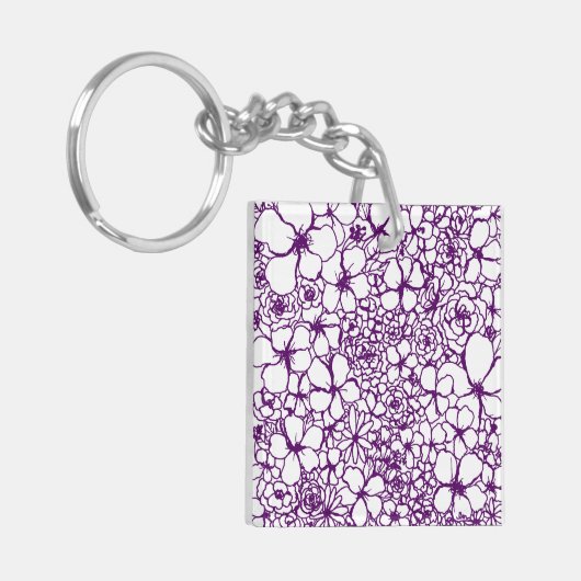 Floral Doodles Square Sleutelhanger Mini (Voorkant Links)