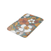 Floral Doodles Teal Sage Terracotta Orange Badmat (Gekanteld)