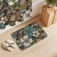 Floral Doodles Turkish Blue Umber Brown Mustard 