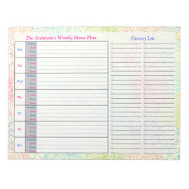 Floral Doodles Weekly Personalized Menu Plan Notitieblok