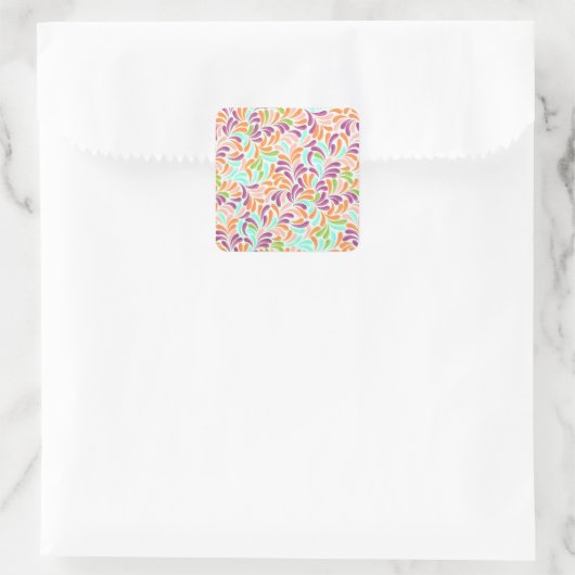 Floral Dot  Geometrische streep Vierkante Sticker (Tas)