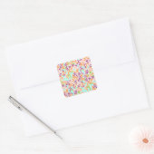 Floral Dot  Geometrische streep Vierkante Sticker (Envelop)