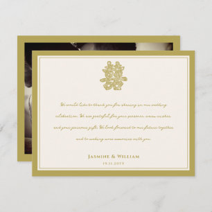Floral Double Happiness Chinese Weddenschap Hartel Notitiekaartje