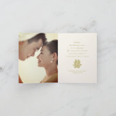 Floral Double Happiness Chinese Wedding 4 Foto Bedankkaart (Binnen)