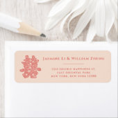 Floral Double Happiness Chinese Wedding Address Etiket (Insitu)