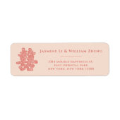 Floral Double Happiness Chinese Wedding Address Etiket (Voorkant)